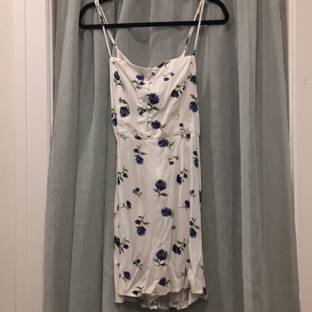 White and blue floral dress